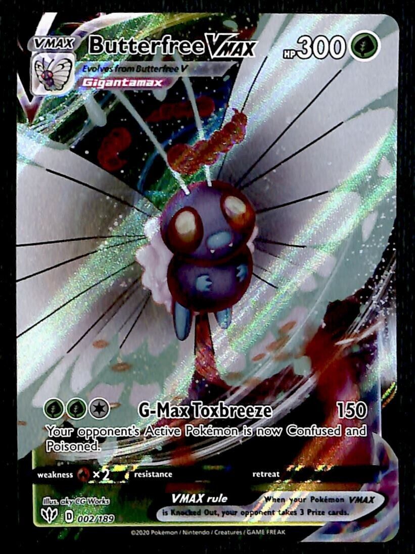 butterfree vmax pokemon card value - 190/189 - Secret Rare Max Toxbreeze 150 Your opponents Active Pokemon is now Confused and Poisoned. Butterfree Vmax Full Art Darkness