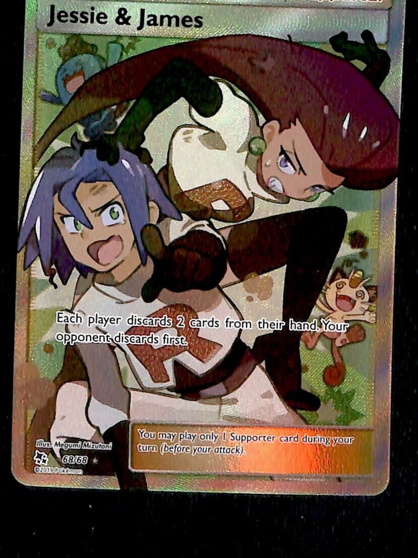 jessie and james pokemon card value Jessie and James Trainer Full Art Hidden Fates Ultra Rare 68/68 Pokemon Card NM