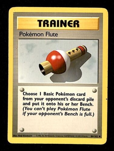 Pokemon Flute Base Set 1999 Unlimited Print VG, 86/102 Pokemon Card.