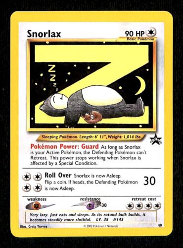 Snorlax Black Star Promo 49, NM Pokemon Card