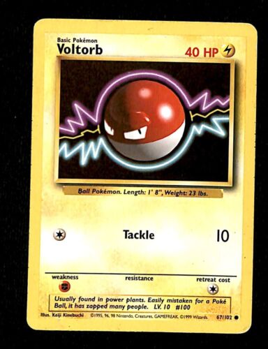 Voltorb Base Set 1999 Unlimited Print EX, 67/102 Pokemon Card.