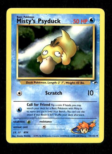 Mistys Psyduck Gym Heroes NM, 54/132 Pokemon Card.