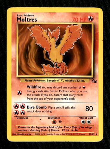 Moltres Fossil VG, 27/62 Pokemon Card