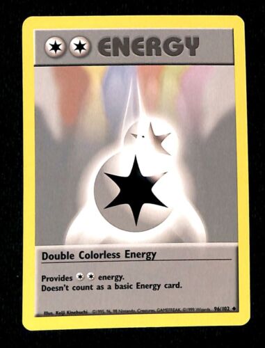 Double Colourless Energy Base Set 1999 Unlimited Print NM, 96/102 Pokemon Card.