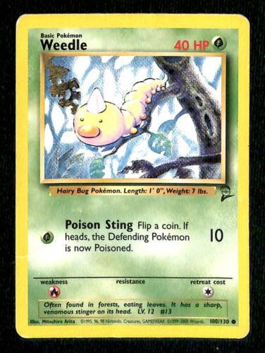 Weedle Base Set 2 VG, 100/130 Pokemon Card