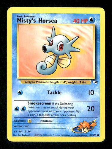 Mistys Horsea Gym Heroes NM, 86/132 Pokemon Card.