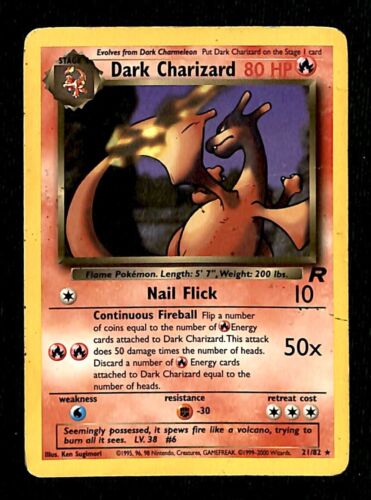 Dark Charizard Team Rocket PLAYED, 21/82 Pokemon Card.