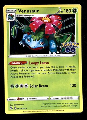 Venusaur Holo Pokemon GO 003/078, NM Pokemon Card