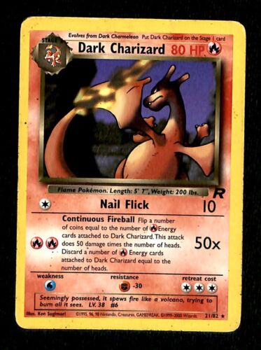 Dark Charizard Team Rocket VG, 21/82 Pokemon Card.