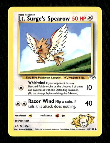 Lt Surges Spearow Gym Heroes EX, 83/132 Pokemon Card.