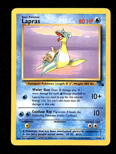Lapras Fossil NM, 25/62 Pokemon Card