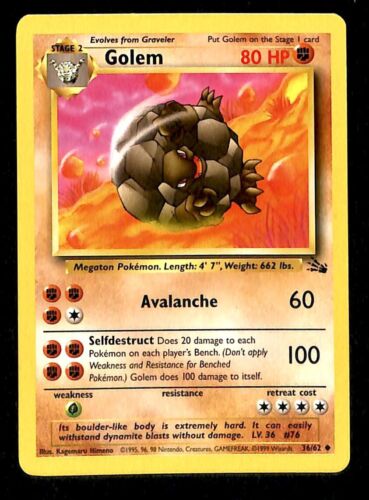 Golem Fossil NM 36/62 Pokemon Card