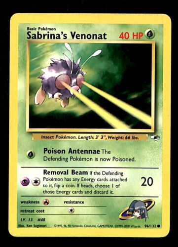 Sabrinas Venonat Gym Heroes NM, 96/132 Pokemon Card.