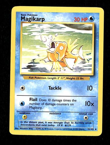 Magikarp Base Set 1999 Unlimited Print EX, 35/102 Pokemon Card.