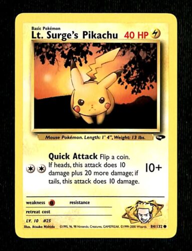 Lt Surges Pikachu Gym Challenge NM, 84/132 Pokemon Card