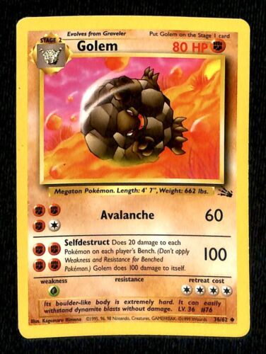 Golem Fossil EX, 36/62 Pokemon Card
