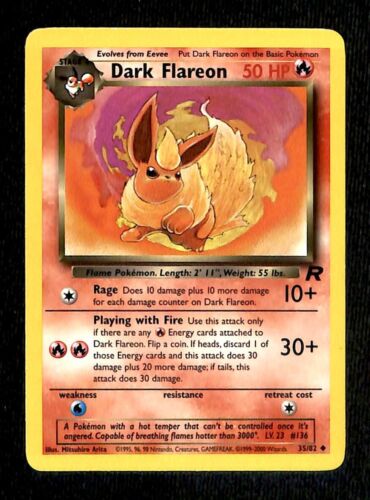 Dark Flareon Team Rocket EX, 35/82 Pokemon Card.