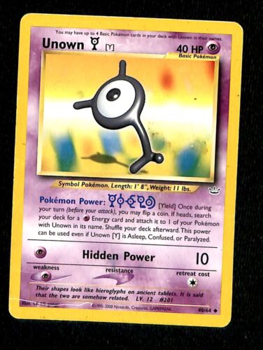 Unown Y Neo Revelations VG, 40/64 Pokemon Card