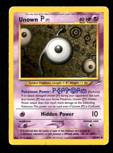Unown P Neo Destiny VG, 58/105 Pokemon Card