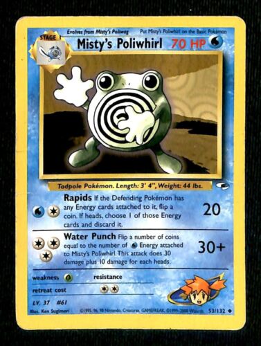 Mistys Poliwhirl Gym Heroes VG, 53/132 Pokemon Card.