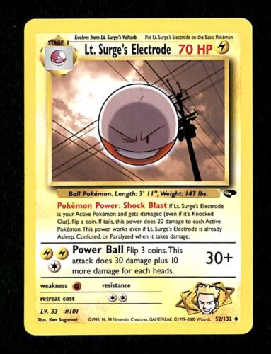 Lt Surges Electrode Gym Challenge EX, 52/132 Pokemon Card
