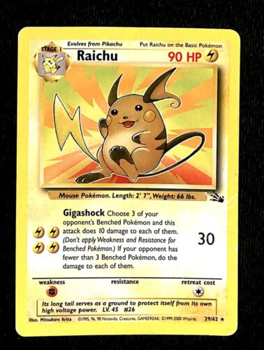 Raichu Fossil VG, 29/62 Pokemon Card