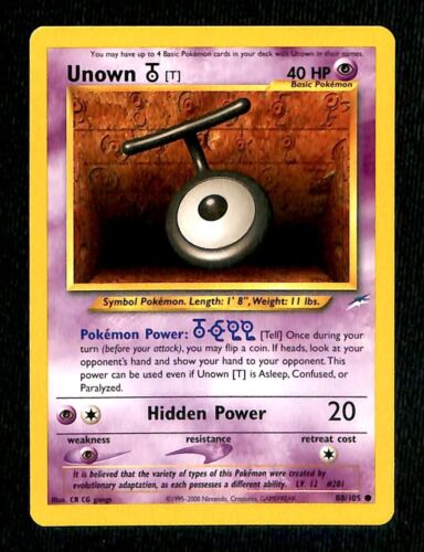 Unown T Neo Destiny EX, 88/105 Pokemon Card