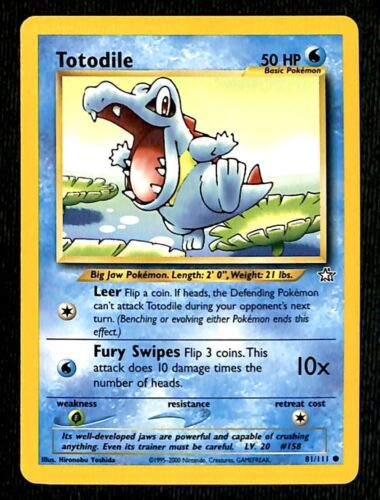 Totodile Neo Genesis NM, 81/111 Pokemon Card