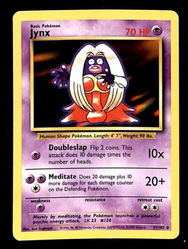 Jynx Base Set 1999 Unlimited Print VG, 31/102 Pokemon Card.
