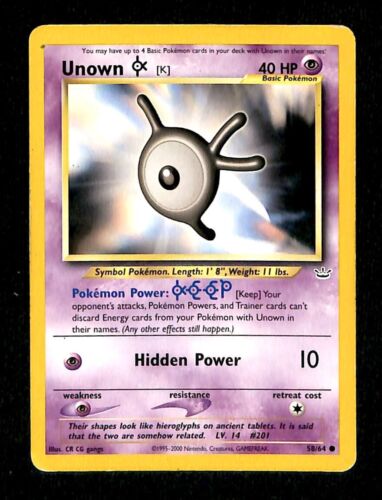 Unown K Neo Revelations EX, 58/64 Pokemon Card