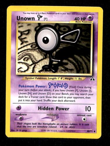 Unown F Neo Discovery NM, 48/75 Pokemon Card.