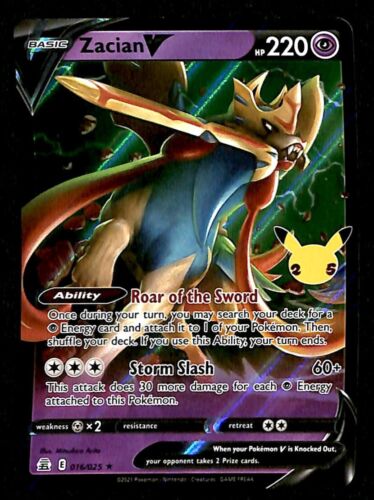 Zacian V Black Star Promo Celebrations 016/025, NM Pokemon Card