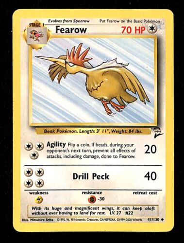 Fearow Base Set 2 EX, 41/130 Pokemon Card