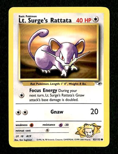 Lt Surges Rattata Gym Heroes EX, 82/132 Pokemon Card.