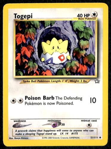 Togepi Neo Genesis NM, 51/111 Pokemon Card