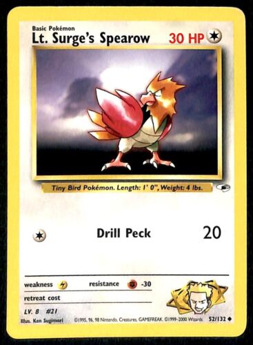 Lt Surges Spearow Gym Heroes EX, 52/132 Pokemon Card.