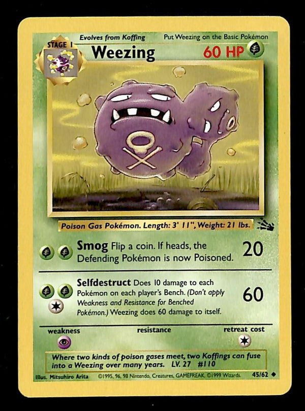 Weezing Fossil LP, 45/62 Pokemon Card