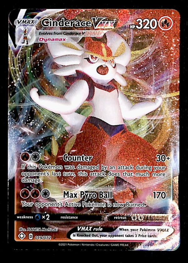 Cinderace Vmax Full Art Shining Fates 019/072, NM Pokemon Card
