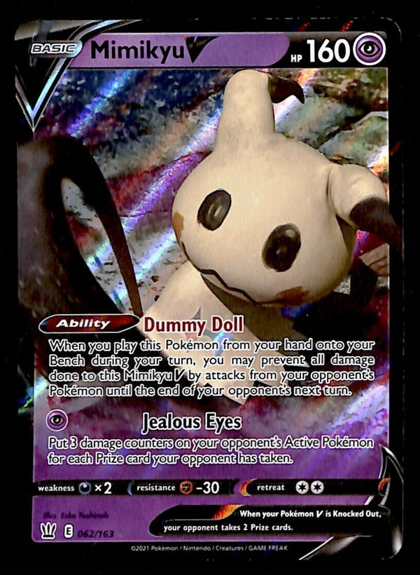 Mimikyu V Ultra Rare Battle Styles 062/163, NM Pokemon Card