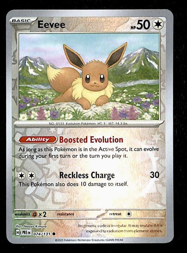 Eevee Reverse Holo Prismatic Evoloutions 074/131, NM Pokemon Card