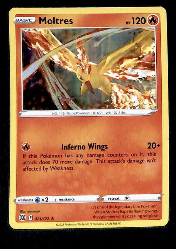 Moltres Holo Brilliant Stars 021/172, NM Pokemon Card