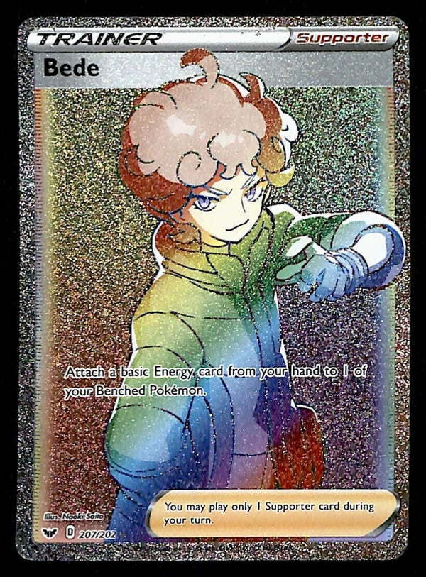 Bede Rainbow Secret Rare Sword & Shield 207/202, NM Pokemon Card