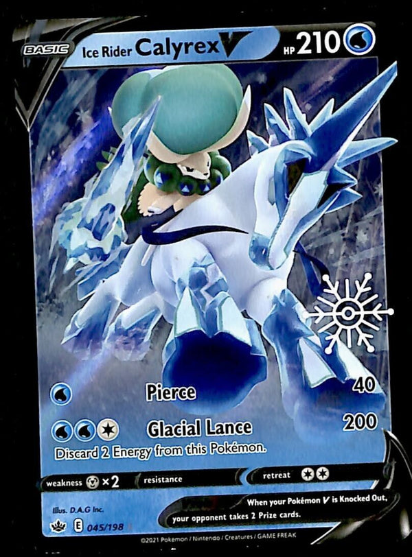 Calyrex V Snowflake Stamp Chilling Reign 045/198, NM Pokemon Card