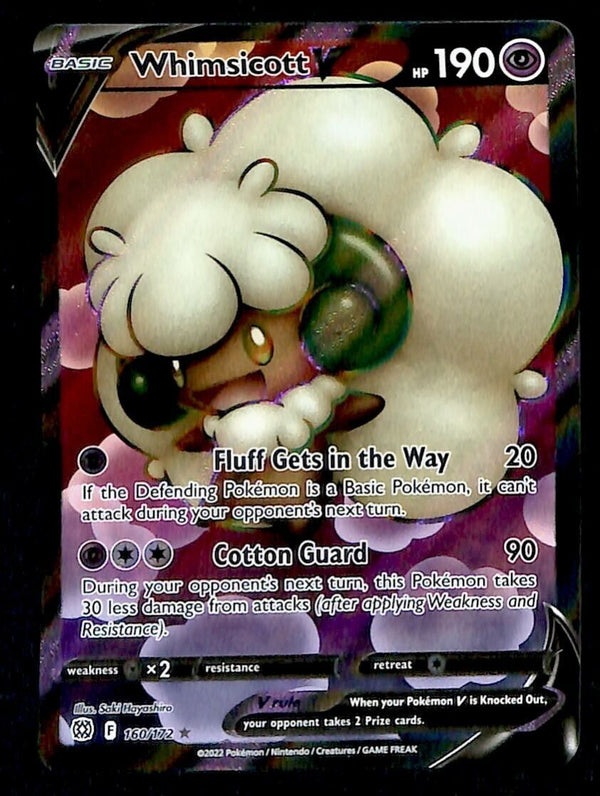 Whimsicott V Full Art Brilliant Stars 160/172, NM Pokemon Card