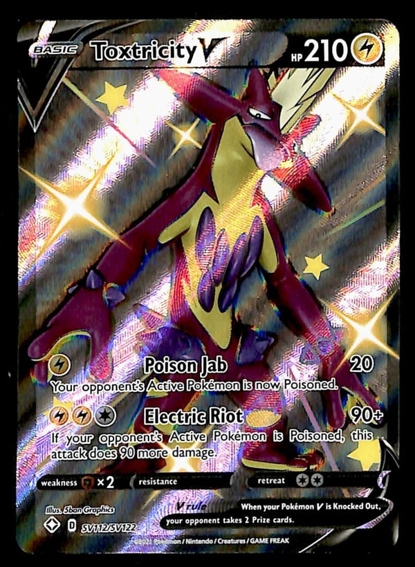 Shiny Toxtricity V Full Art Shining Fates SV112/SV122, NM Pokemon Card