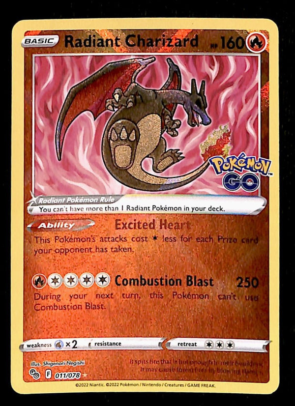 Radiant Charizard Ultra Rare Pokemon GO 011/078, NM Pokemon Card