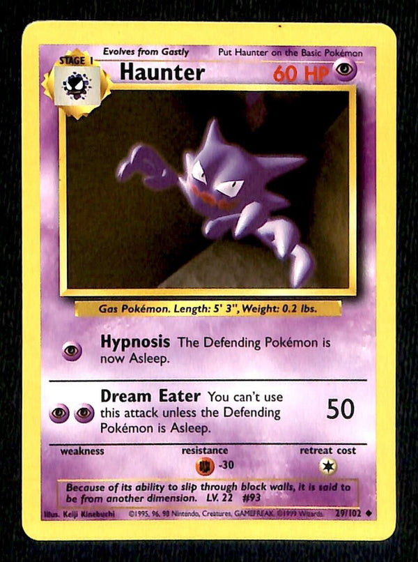 Haunter Base Set 1999 Unlimited Print NM, 29/102 Pokemon Card.