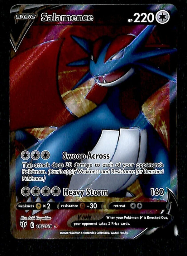 Salamence V Full Art Darkness Ablaze 185/189, NM Pokemon Card
