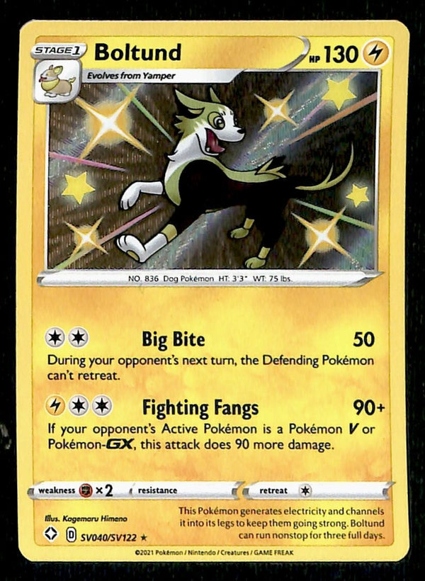 Boltund Shiny Vault Shining Fates SV040/SV122, NM Pokemon Card