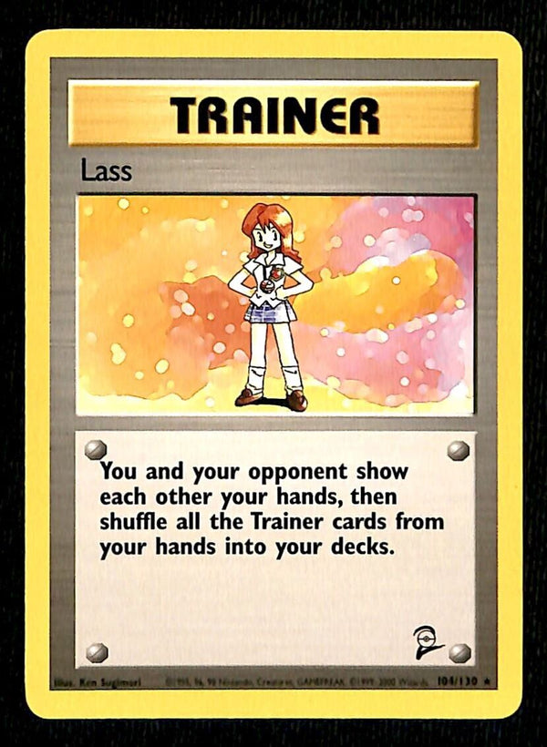Lass Base Set 2 NM, 104/130 Pokemon Card